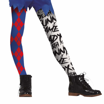 Rød blå Halloween-legging Harley Quin Child