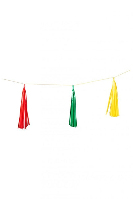Tassel Guirlande Rood Geel groen 2,25m
