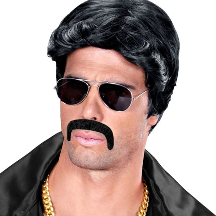 Sort falsk overskæg Macho