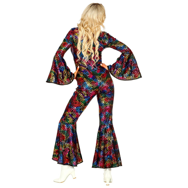 Disco 70S Jumpsuit Farvede cirkler til damer