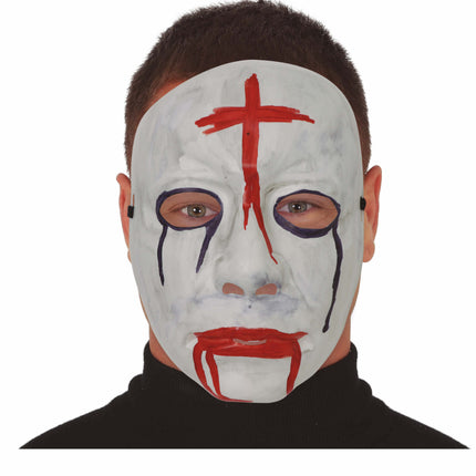 Rød hvid halloween maske kors