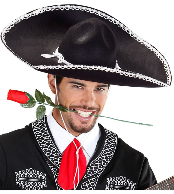 Sort og hvid sombrero 55 cm