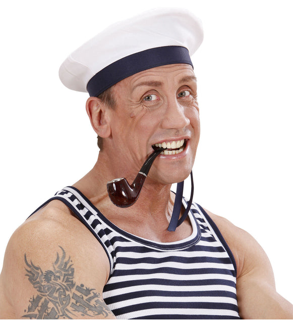 Hvid blå kasket kaptajn