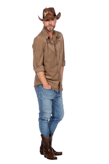 Westernbluse brun mænd