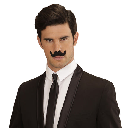 Sort falsk overskæg 7 stk
