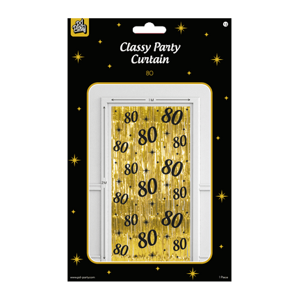 80 års dørforhæng Guld Sort