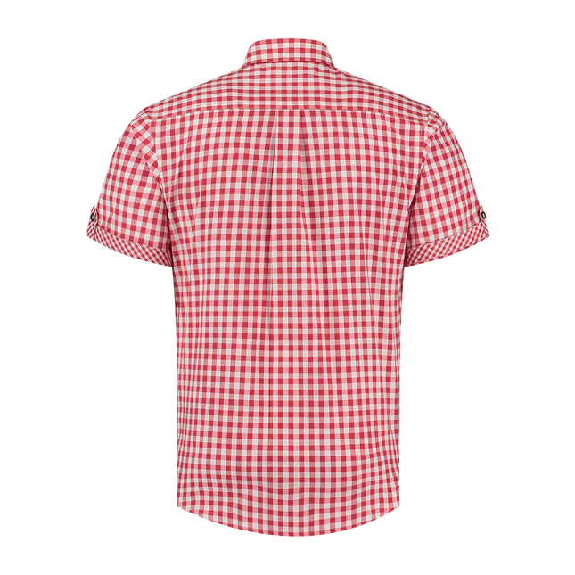 Rood Witte Blouse Heren Korte Mouw Geruit