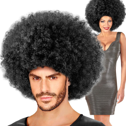 Sort paryk Afro Maxi