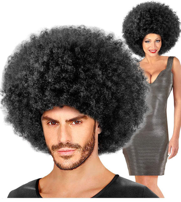 Sort paryk Afro Maxi