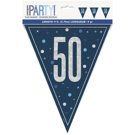 50 års guirlande blå 2,5 m