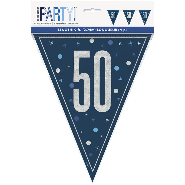 50 års guirlande blå 2,5 m