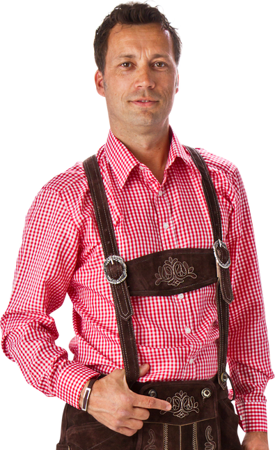 Rood Witte Blouse Heren Lange Mouw Geruit