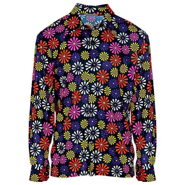Disco 70S Bluse Lilla Mænd Blomster