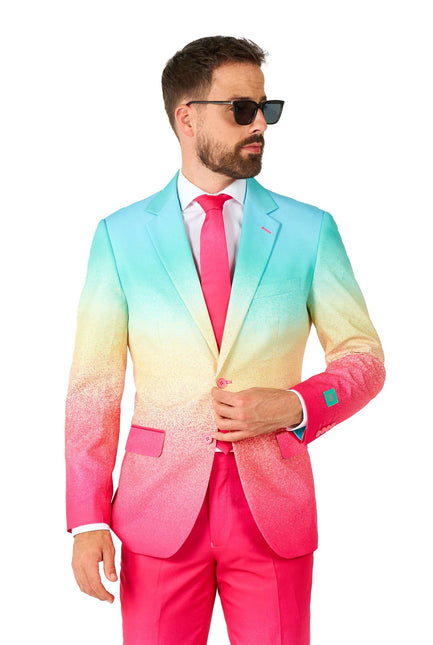 Regnbuefarvet fuchsiablåt jakkesæt til mænd <tc>OppoSuits</tc>