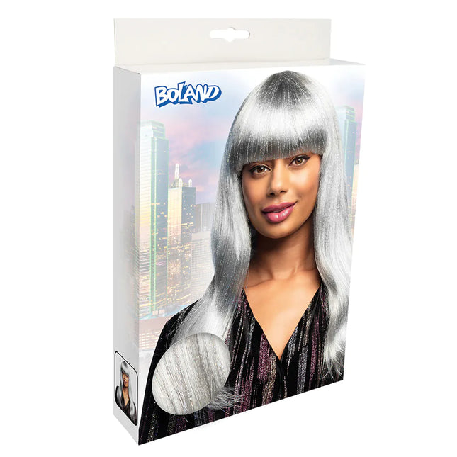 Grå paryk med glitter