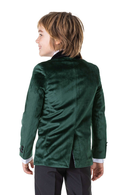 Mørkegrøn blazer i fløjl, dreng <tc>OppoSuits</tc>
