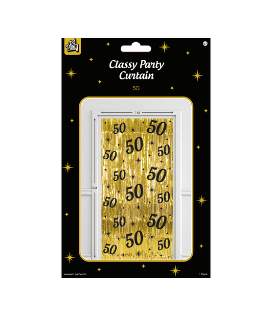 50 års dørforhæng Guld Sort