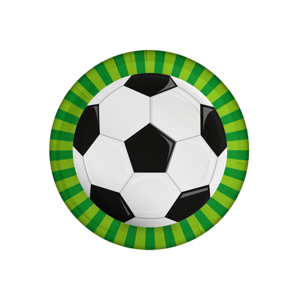 Fodboldtallerkener Sort Hvid 23cm 8stk