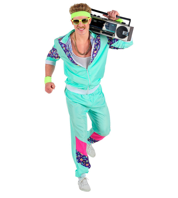 Neon 80S træningsdragt Faulty lyseblå
