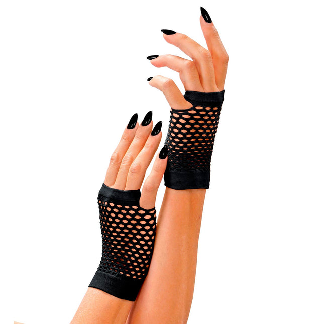 Sorte handsker Fingerless Fishnet Short