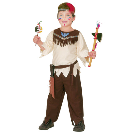Indianerkostume brun dreng 4 dele