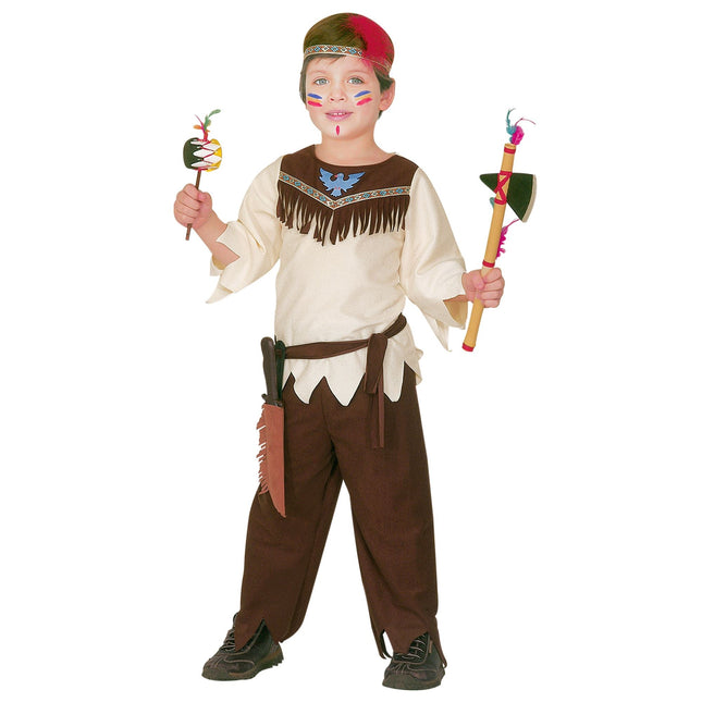 Indianerkostume brun dreng 4 dele