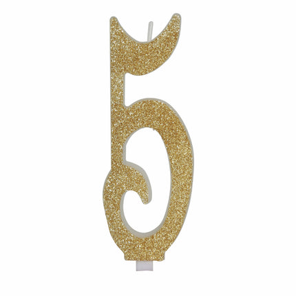 Guldlys 5 år Glitter 12,5 cm