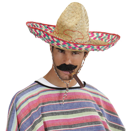 Farvet sombrero mexicansk 52 cm
