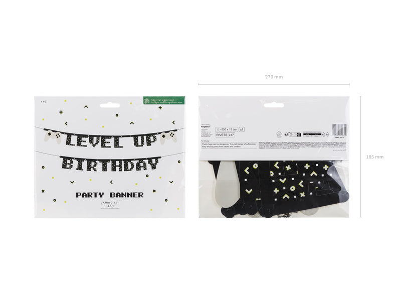 Gaming Party Banner Level Up Birthday 2.5m