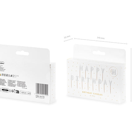 Hvide Happy Birthday-lys 13 stk