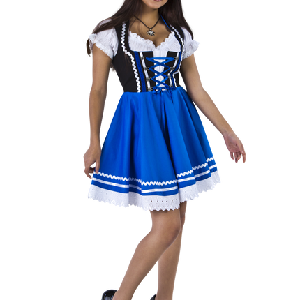 Oktoberfest Dirndl Kjole Oktoberfest Blå Hvid Damer 2 Dele