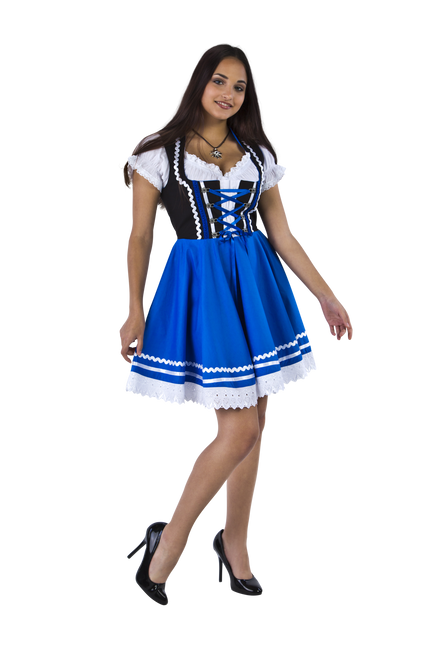 Oktoberfest Dirndl Kjole Oktoberfest Blå Hvid Damer 2 Dele