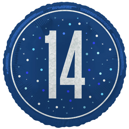 14 års heliumballon blå tom 45 cm