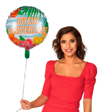 Joyeux Anniversaire Helium Balloon Hawaii Empty 45cm