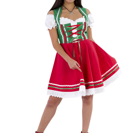 Oktoberfest Dirndl Kjole Oktoberfest Rød Grøn Damer 2 Dele