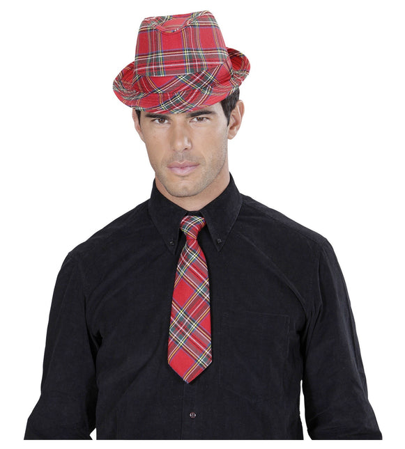 Rødt slips med tern