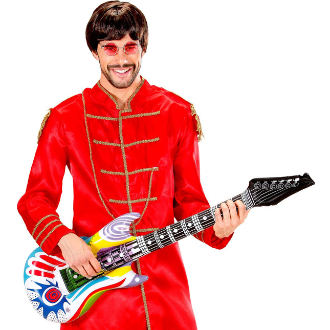 Farvet falsk guitar oppustelig 1,07 m