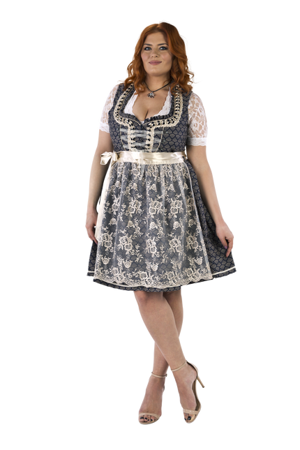 Blå Hvid Creme Dirndl Kjole Oktoberfest Damer 2 Dele