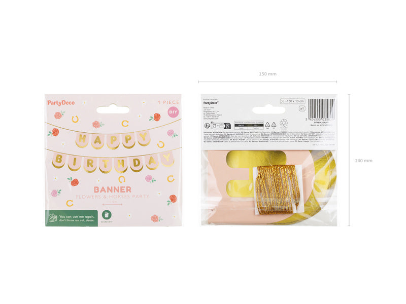 Happy Birthday Bogstavguirlande Pink 1,5 m