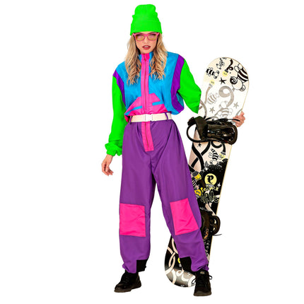 Neon 80'er ski-dragt snowboarder