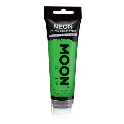 Moon Glow Neon UV Face Paint med svampapplikator Intense Green 75ml