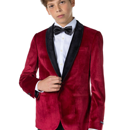 Bordeaux rød fløjlsblazer dreng teenager <tc>OppoSuits</tc>