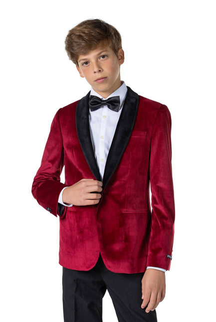 Bordeaux rød fløjlsblazer dreng teenager <tc>OppoSuits</tc>