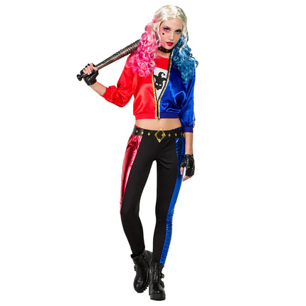 Harley Quinn Kostume Blå Rød Dame