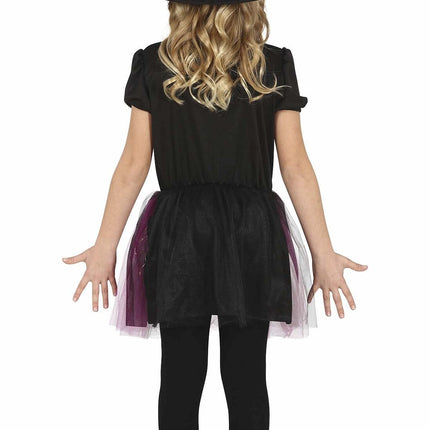 Hekse halloweenkostume pige sort lilla