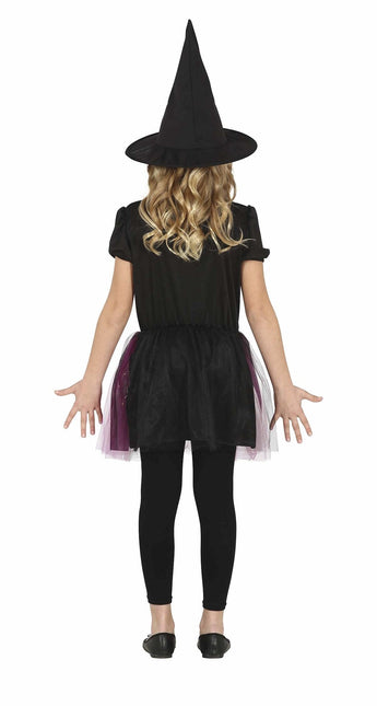 Hekse halloweenkostume pige sort lilla