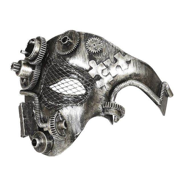 Steampunk-maske sølv