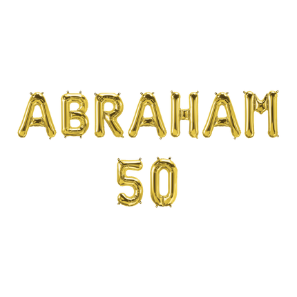 Guldballoner sæt 50 år Abraham 1,9 m