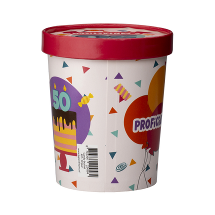 Farvet slikbakke 50 år 12 cm