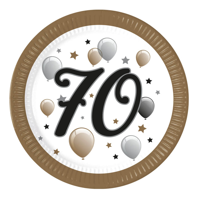 70 års skilte papir 23cm 8stk